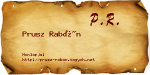 Prusz Rabán névjegykártya